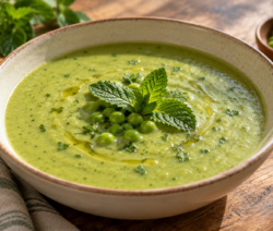 Crema de arvejas con menta