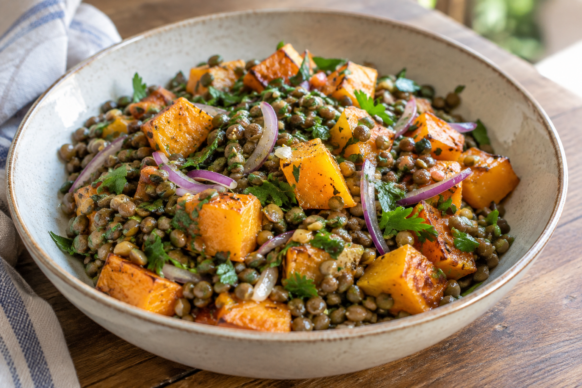 Ensalada de lentejas y calabaza