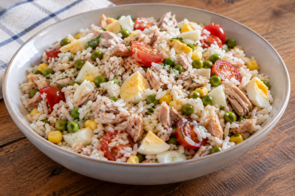 Ensalada de arroz y atún