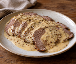 Peceto al horno con salsa de mostaza