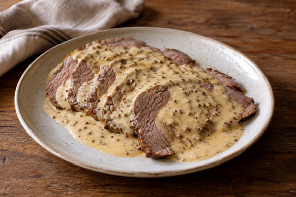 Peceto al horno con salsa de mostaza