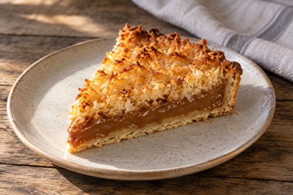 Tarta de coco y dulce de leche