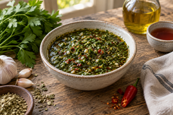 Chimichurri casero para asado