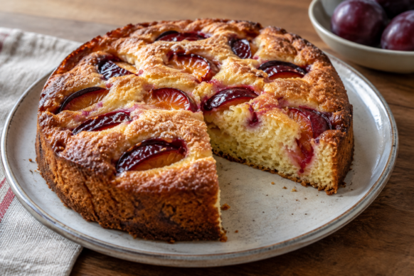Torta de ciruelas frescas