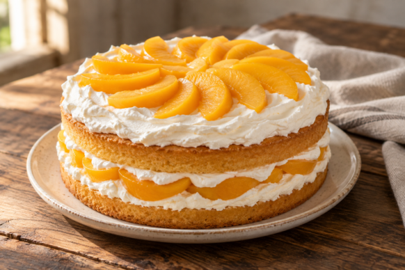Torta de duraznos y crema