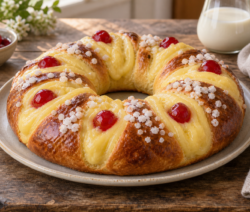 Rosca de Pascua con crema pastelera