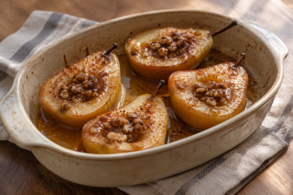Peras al horno con miel