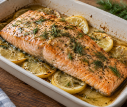 Salmón al horno con limón y eneldo