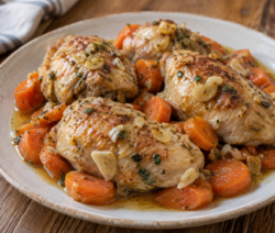 Pollo al ajillo con zanahorias