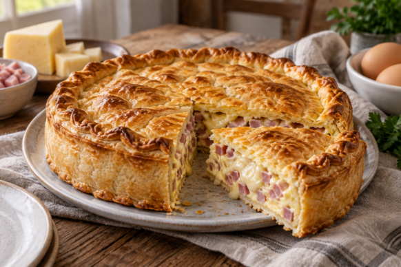 Tarta de jamón y queso