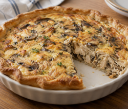 Tarta de pollo y champiñones
