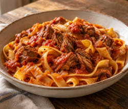 Fideos con estofado de cerdo