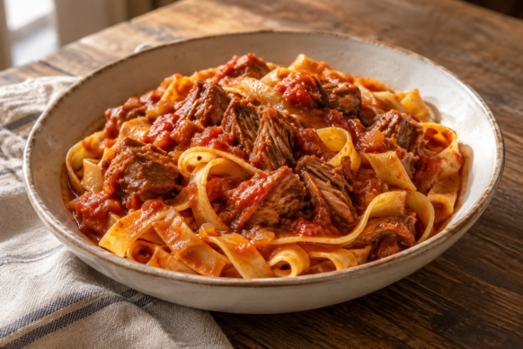 Fideos con estofado de cerdo