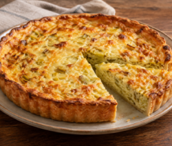 Tarta de puerros y crema