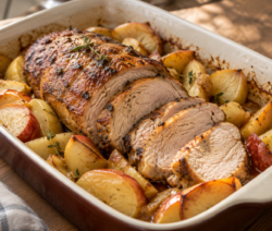 Cerdo con manzanas al horno