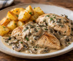 Pechugas de pollo con salsa de champiñones