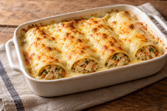 Canelones de pollo y verduras