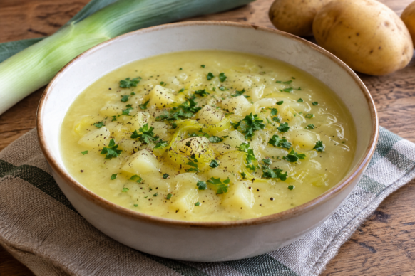 Sopa de puerro y papa