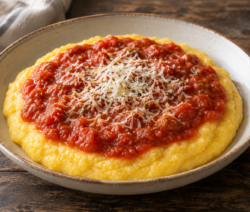 Polenta cremosa con tuco