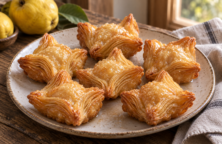 Pastelitos de membrillo dorados con capas de masa crocante y almíbar