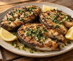 Surubí a la plancha con ajo y perejil
