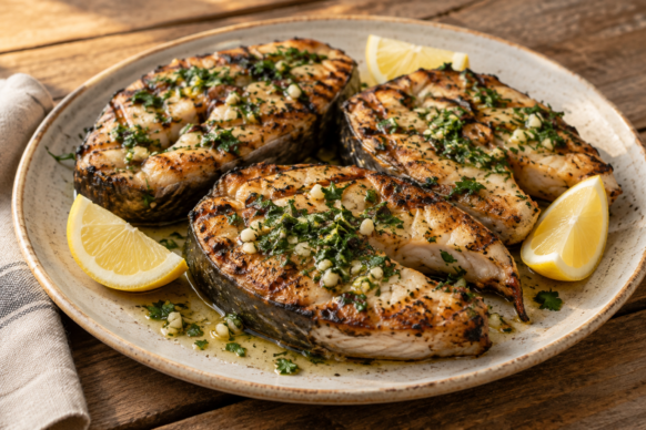 Surubí a la plancha con ajo y perejil