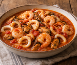 Cazuela de mariscos casera