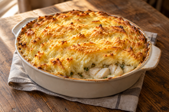 Pastel de pescado y puré