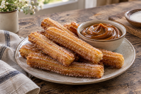 Churros caseros con dulce de leche