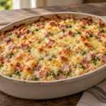 Arroz al horno con jamón y queso
