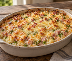 Arroz al horno con jamón y queso