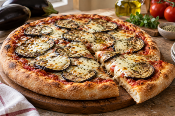 Pizza de berenjenas y mozzarella