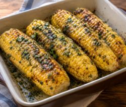 Choclos al horno con manteca de perejil