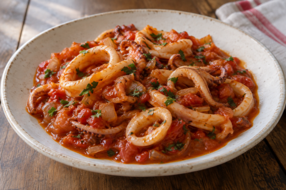 Calamares guisados con tomate