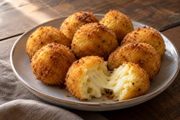 Bombas de papa rellenas de queso