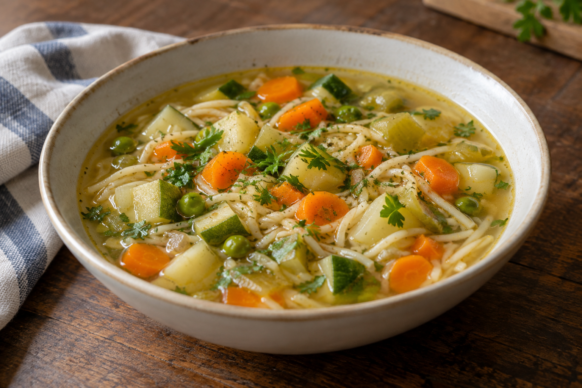 Sopa de verduras con fideos