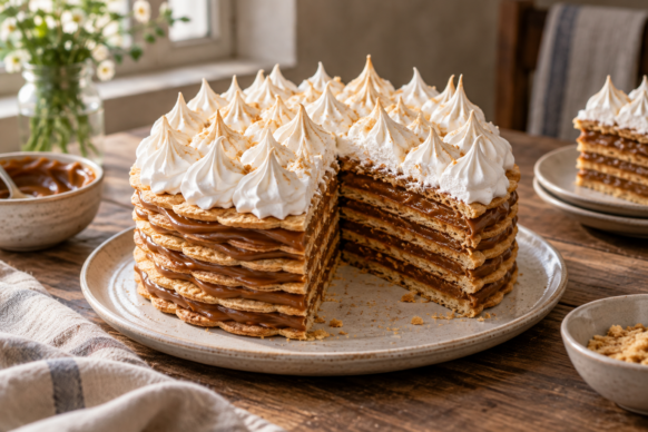 Torta Rogel con merengue suizo