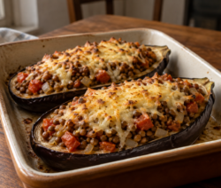 Berenjenas rellenas de lentejas