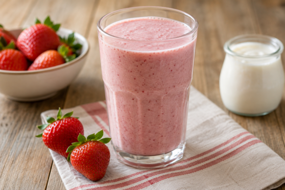 Licuado de frutilla y yogur