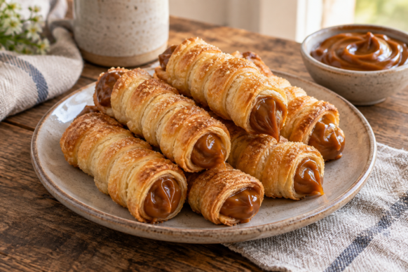 Cañoncitos de hojaldre con dulce de leche