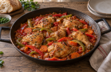 Pollo al disco con verduras