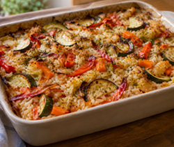 Arroz con verduras al horno
