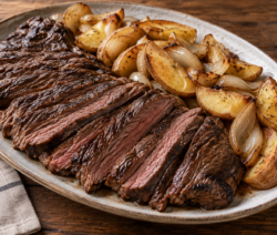 Vacío al horno con papas