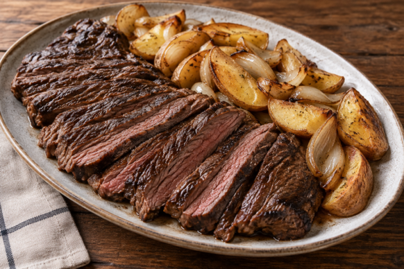 Vacío al horno con papas